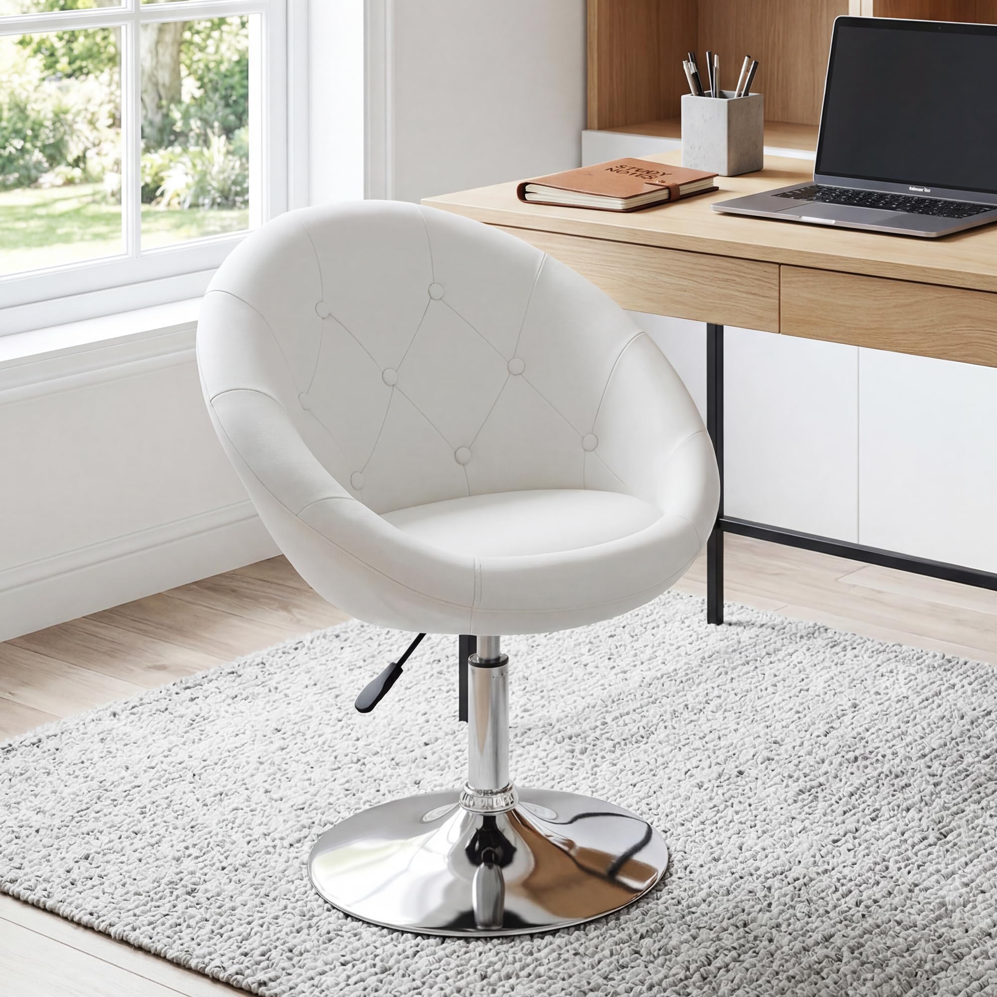 Duhome Sillon Lounge Club de Cuero sintético Silla butaca Giratorio Ajuste de Altura seleccion de Color 509A, Color:Blanco, Material:Cuero Artificial