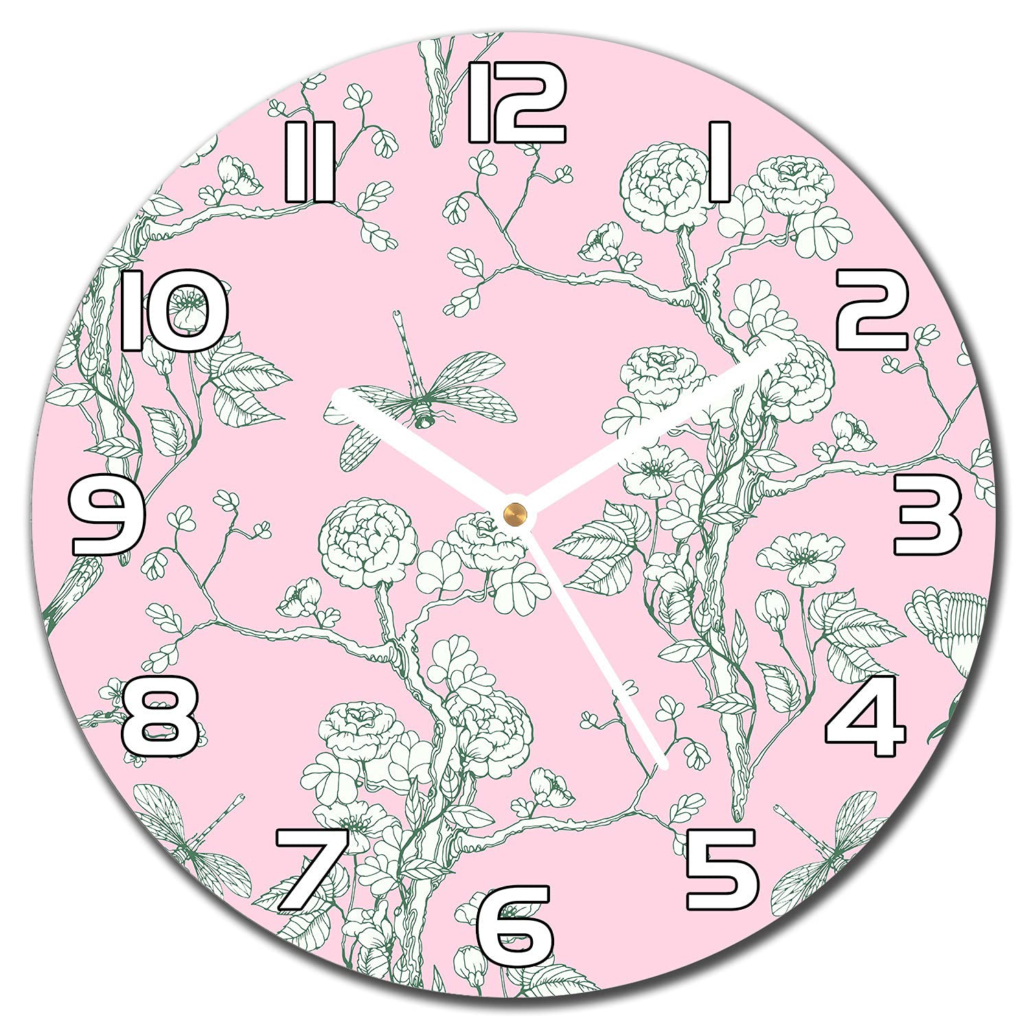 Horloge en Verre Cuisine Fleurir Romantique ⌀ 30 cm Salon Moderne