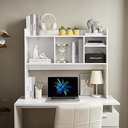 Miniatura 5 de Estantería de escritorio, gabinete de almacenamiento de escritorio de madera con 6 estantes para escritorio de computadora, organizador de