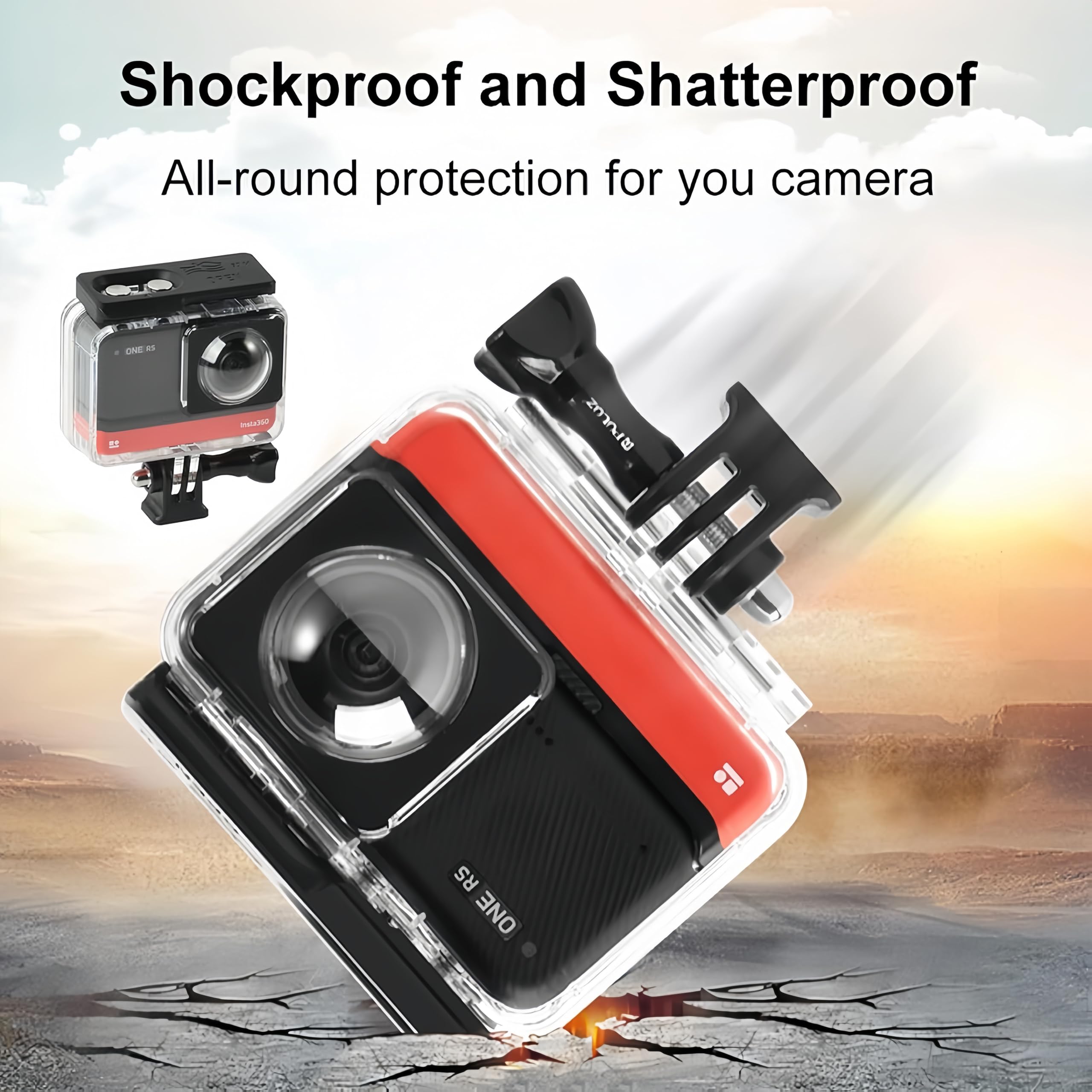 Carcasa impermeable para Insta360 ONE RS Subacuático 60M Carcasa protectora