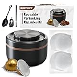 Reusable Vertuo Capsule Pods Kit for Nespresso with 100PC AL Foil Seals Lids, Refillable Coffee Pods for VertuoLine Compatible with Nespresso VertuoPlus Espresso Machine