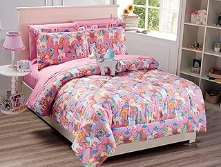 Fancy Linen Boys Girls Characters Comforter Set New (Unicorn Pink Purple Blue Orange White, Twin)