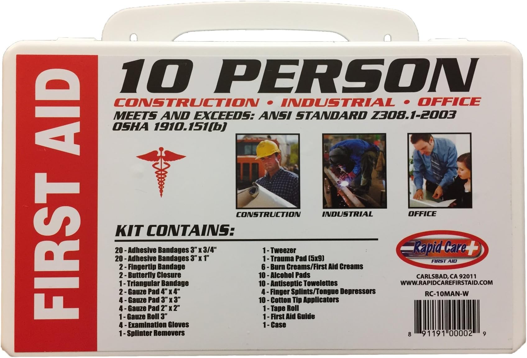 Rapid Care First Aid RC-10MAN-W 10 Person 106 Piece First Aid Kit