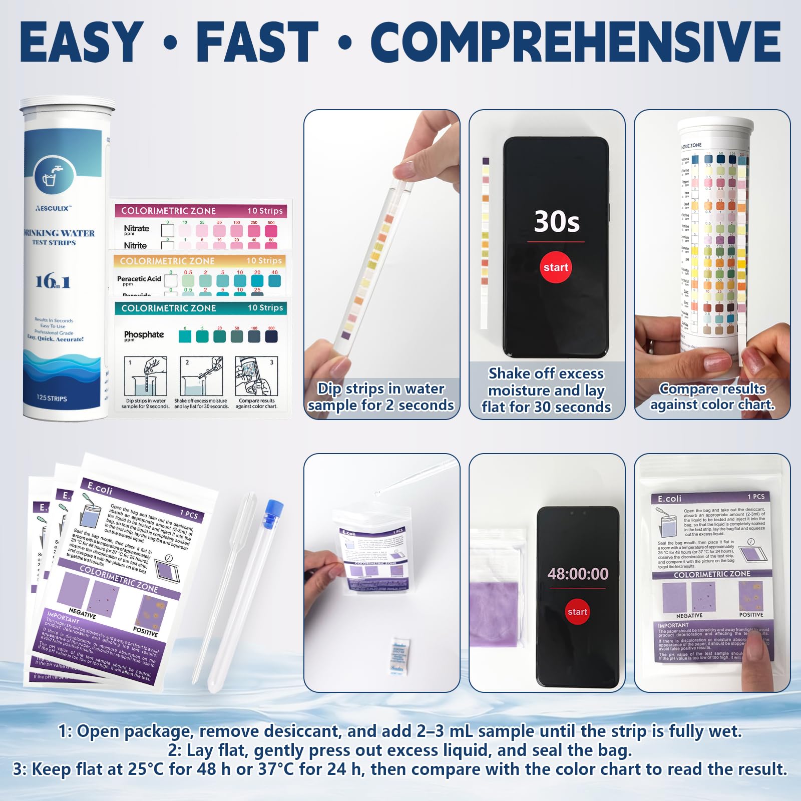 All-New 23 in 1 Drinking Water Testing Kit 158 Strips,Well Water Testing Kit & Water Test Strip for House Water for Hardness，Chlorine,Copper,Iron,Lead,pH and More - image 3