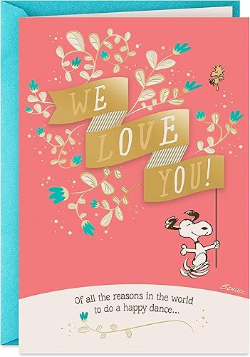 Hallmark Tarjeta de cacahuetes para abuelos (Snoopy y Woodstock) para el día del abuelo, aniversario, solo porque y más