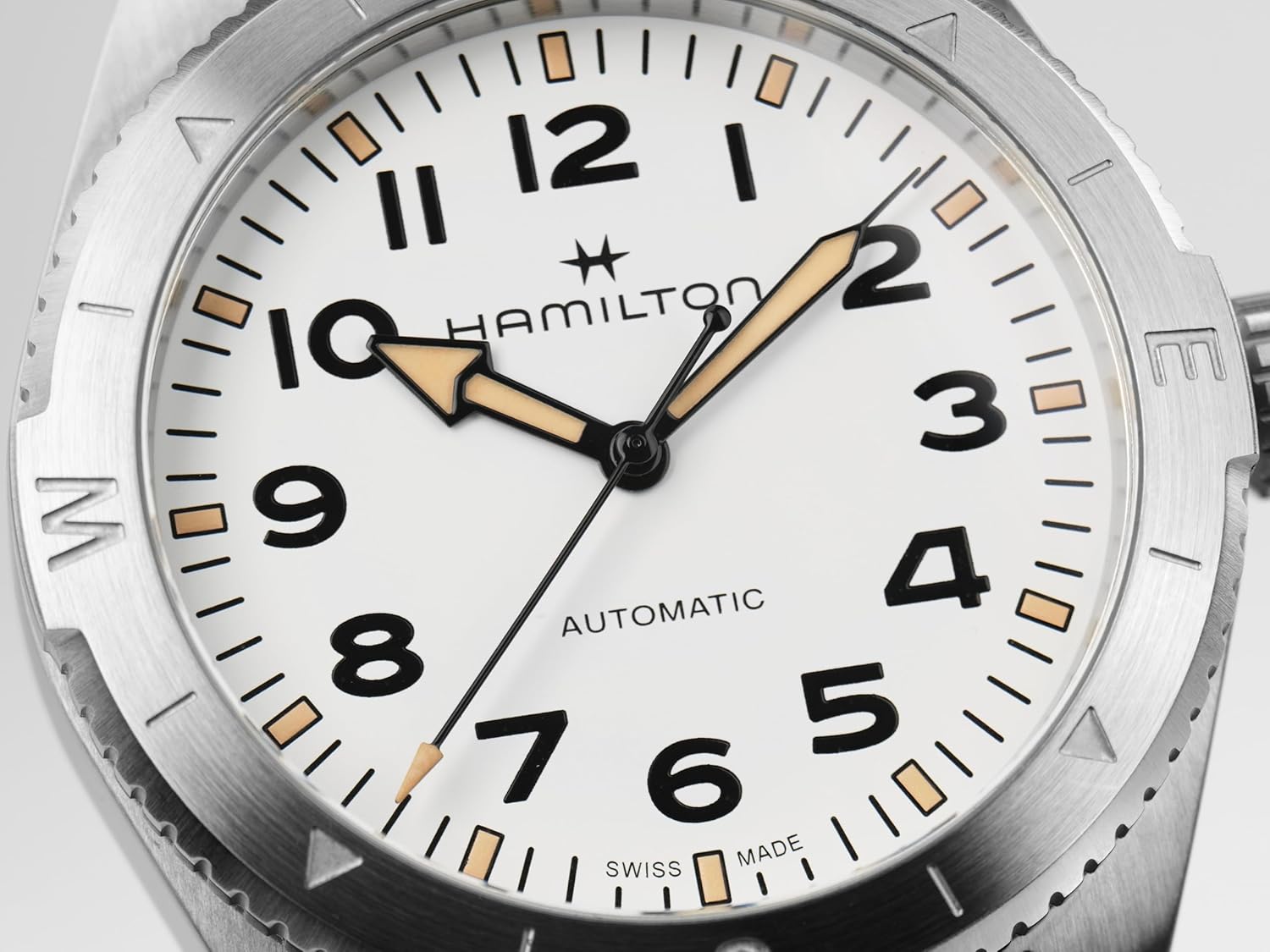 Hamilton Khaki Field Expedition Automatic Men's Watch, 41mm Stainless Steel Case, Swiss Made, White Dial Analog Wrist Watch for Men, 100m Waterproof, Sapphire Crystal, 3-Hand Movement, Textile Strap