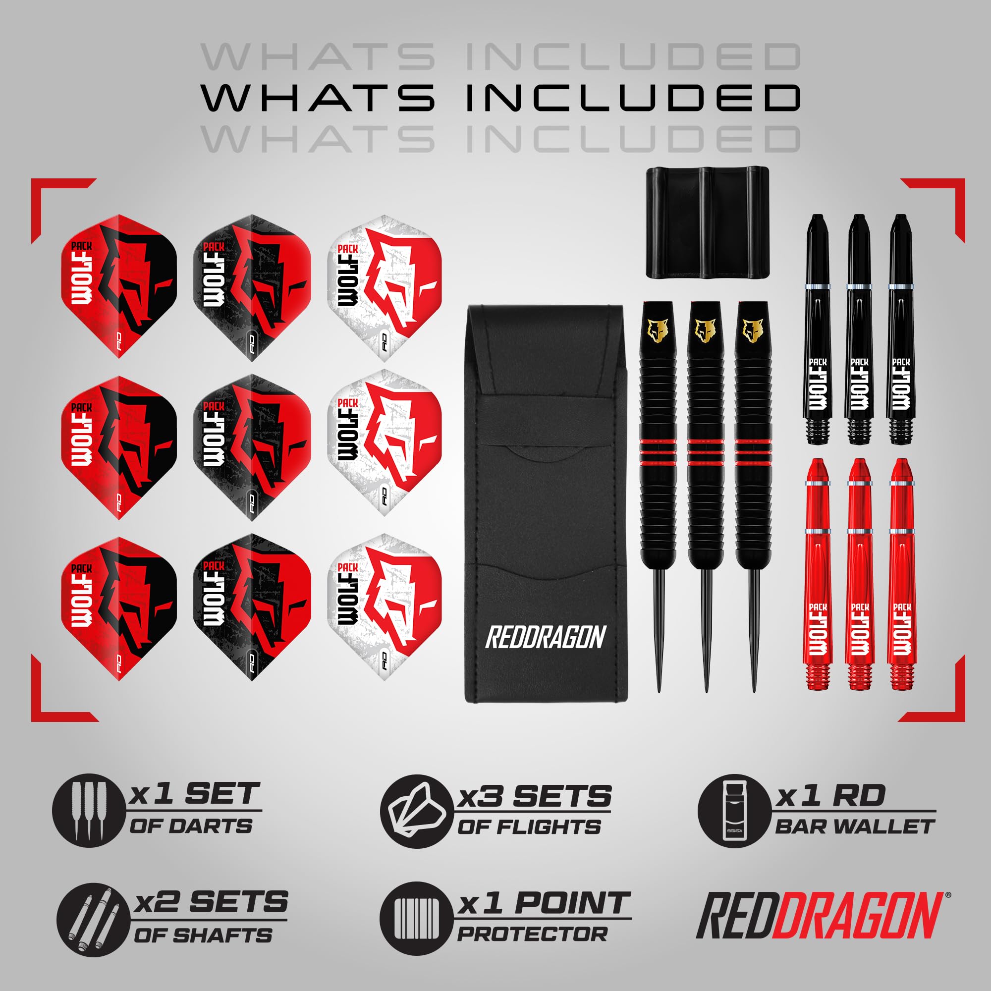 RED DRAGON Flechette Pointe Acier/Plastique Wolfpack 18g 20g 22g Jeu De Flechettes Pointe Souple Steeltip