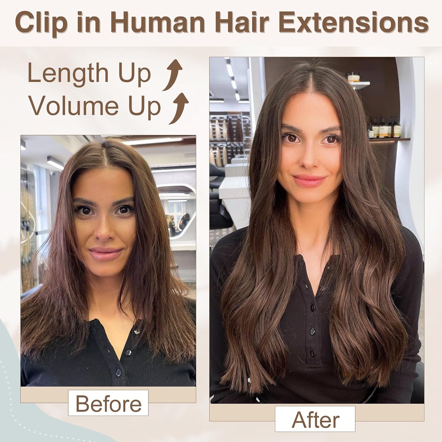 Clip in Hair Extensions Real Human Hair,14 Inch 100g 7pcs Remy Hair Extensions Clip ins for Women