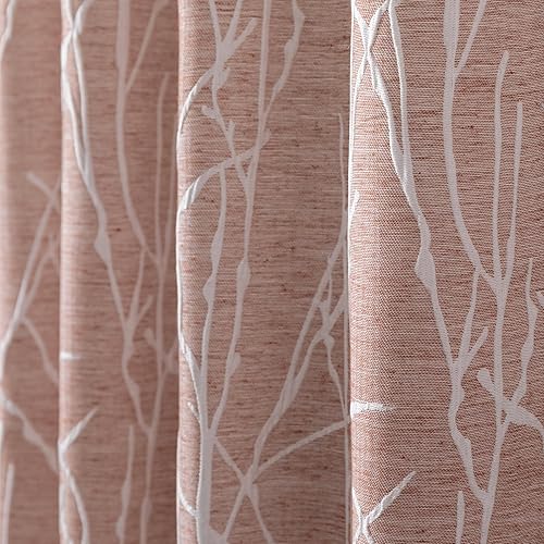 Cortinas bohemias de color terracota de 84 pulgadas de largo para oscurecer la sala de estar, 2 paneles con bolsillo con pestañas traseras, lino con