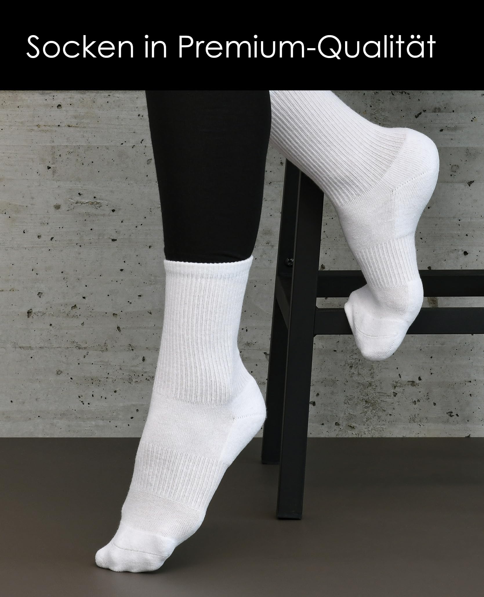 NYME Tennissocken Damen Herren 6-10 Paar - Socken Herren Atmungsaktive & Gepolsterte Sportsocken - Baumwolle Schwarze und Weiße Socken - 4 Größen (35-50)