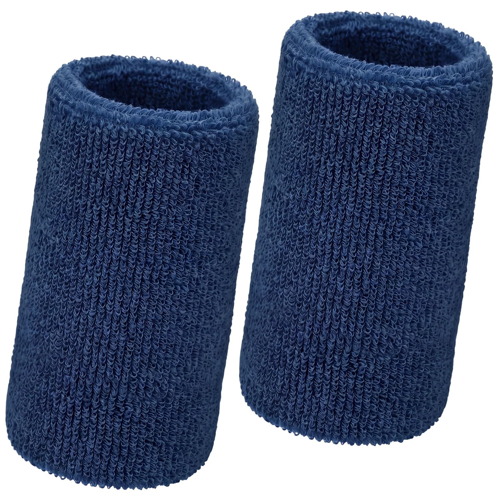 WILLBOND 2 Pcs 6 Inch Wrist Sweatbands for Men and Women, Moisture Athletic Cotton Sweatband for Tennis, Basketball, Running(Navy Blue)