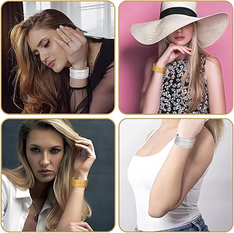 20 PCS Bracelet Stack Set, gold silver bangles for women Multi Stacking Ladies bangles for womens, Women Accessories Glossy Textured Bangle for Daily Wear Birthday Party or Graduation Gift