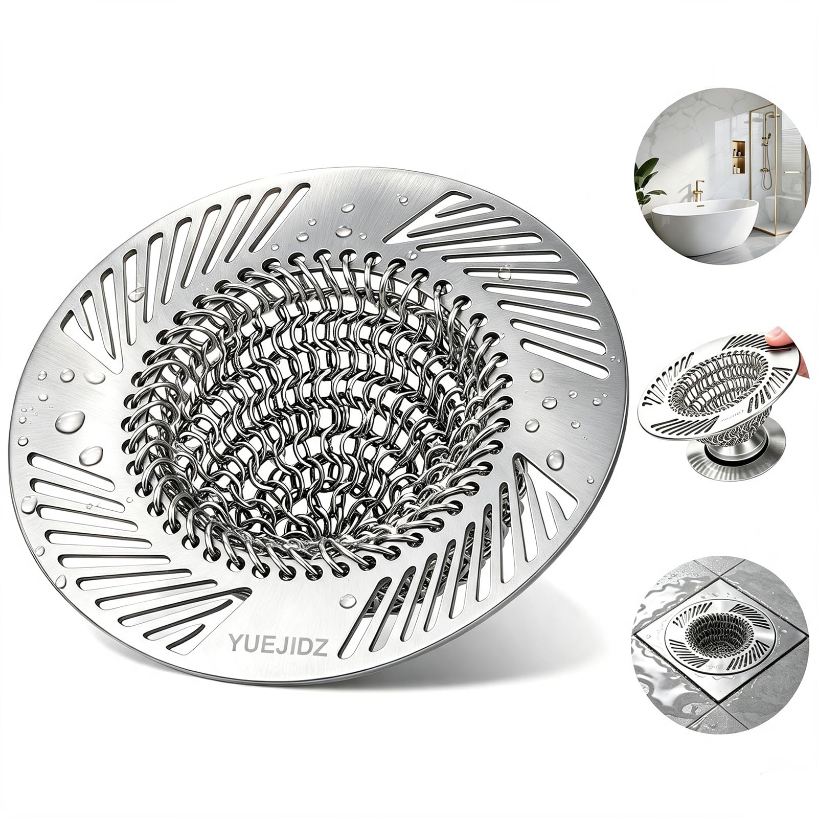 YUEJIDZ Bathroom Sink Strainer, 304 Stainless Steel Drain Protector