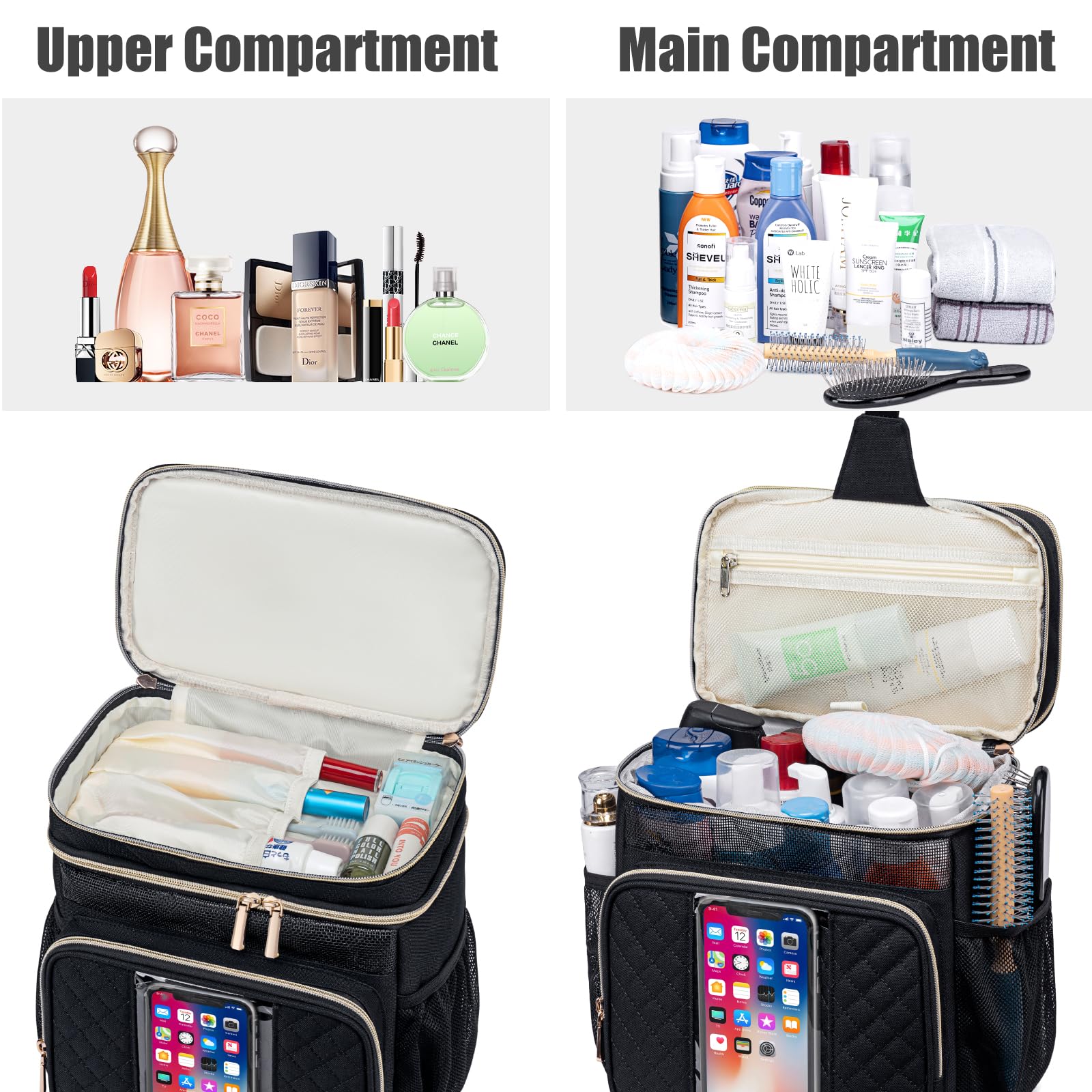 Tealari - Neceser de aseo para mujer, organizador de ducha portátil para recámara universitario, bolsa de aseo colgante para viajes, gimnasio, campamento, universidad, viajes, crucero, bolsa de ducha