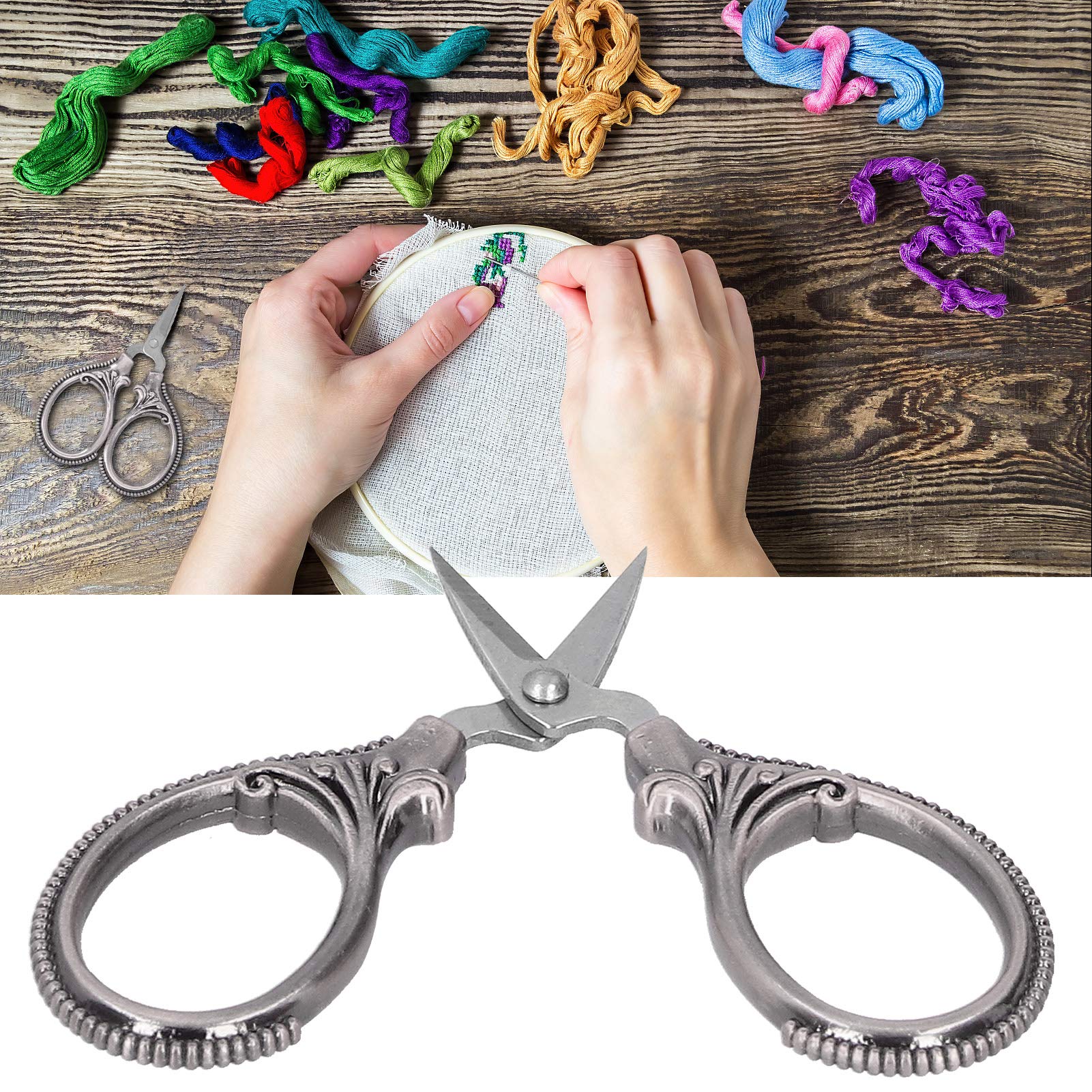 Sewing Scissors, Stainless Steel Portable Embroidery Scissors Thread Cutting Handicraft Tool For Embroidery Sewing Sailor (Black)