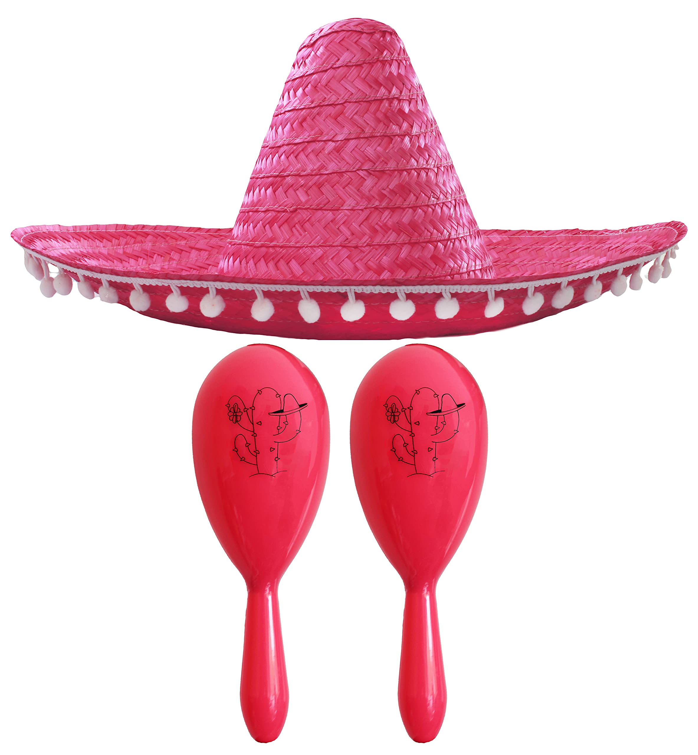Mexican Fancy Dress Accessory Set - Mexican Sombrero With 2x Maracas - Perfect for Mexican Fancy Dress Costumes Senorita Bandit Mariachi Cinco De Mayo Fancy Dress