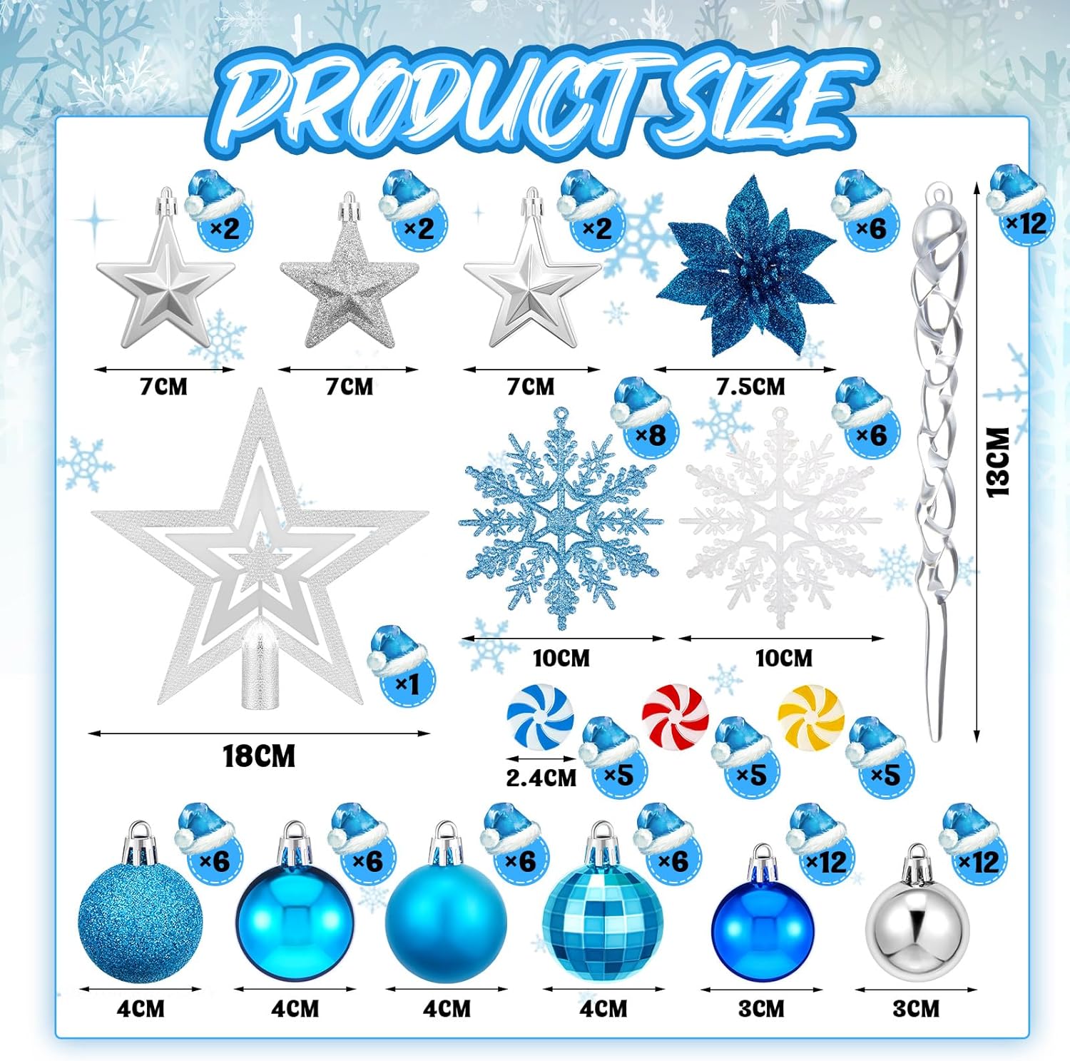 Detalji seta božićnih kuglica