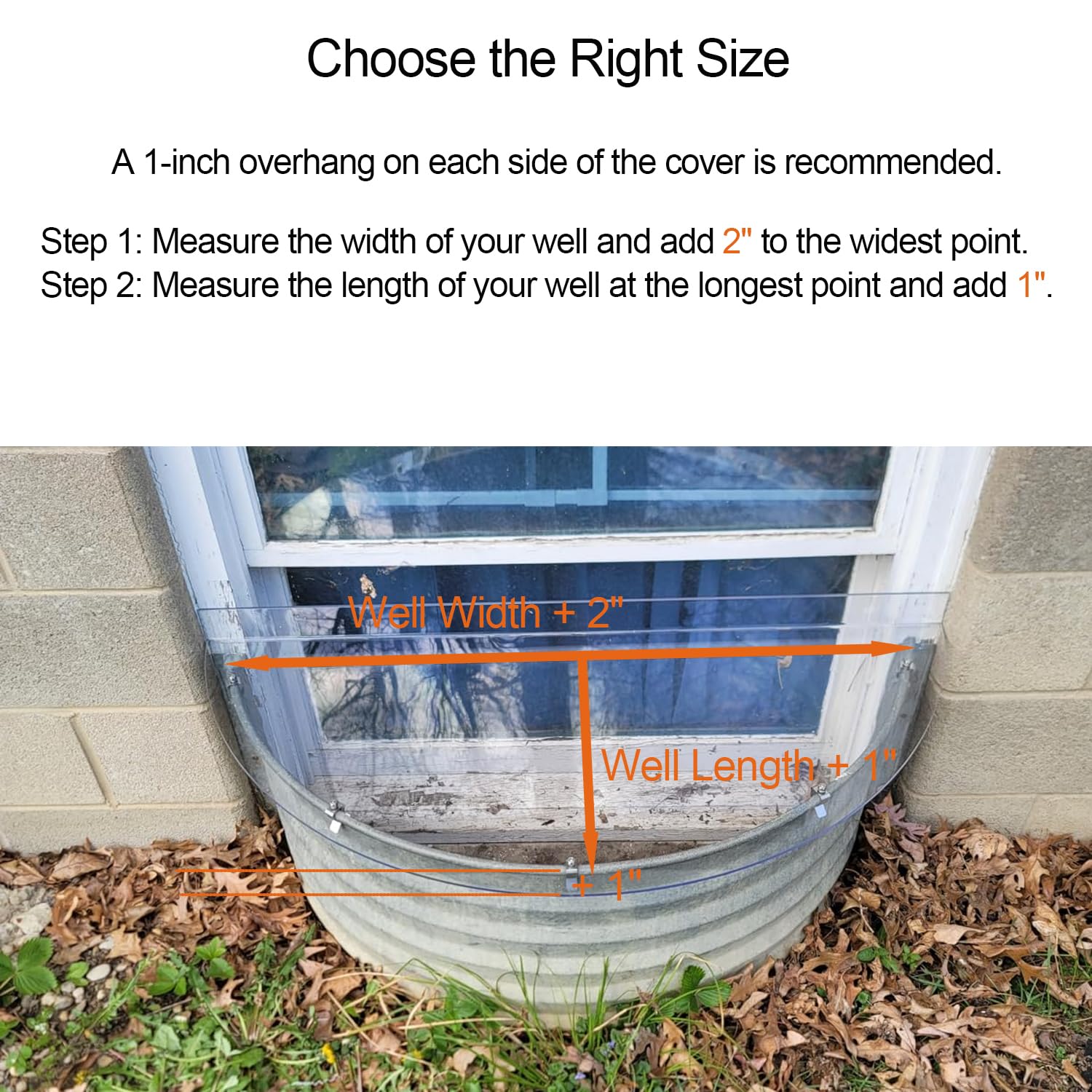 Basement Window Well Covers, Egress Window Well Cover Outside, Heavy Duty Clear Polycarbonate, UV Resistant, Windproof, Waterproof/Only Cover (42" L X