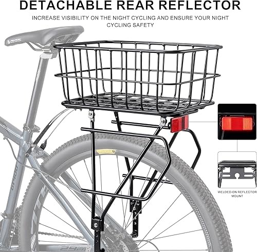 Miniatura 4 de CXWXC Portaequipajes trasero para bicicleta con canasta - Portaequipajes de carga para bicicleta para montaje de freno de disco/freno sin disco