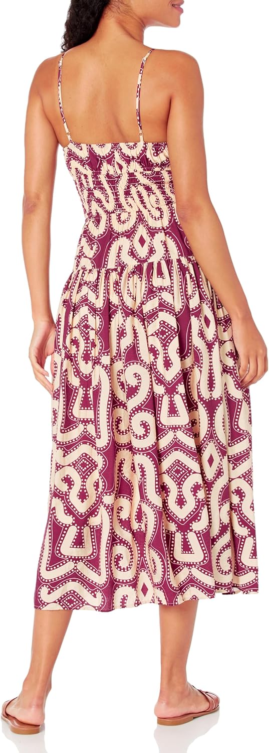 MOON RIVER Womens Sleeveless Sweetheart Neck Shirred Tiered Smock Midi Dress - Image 2