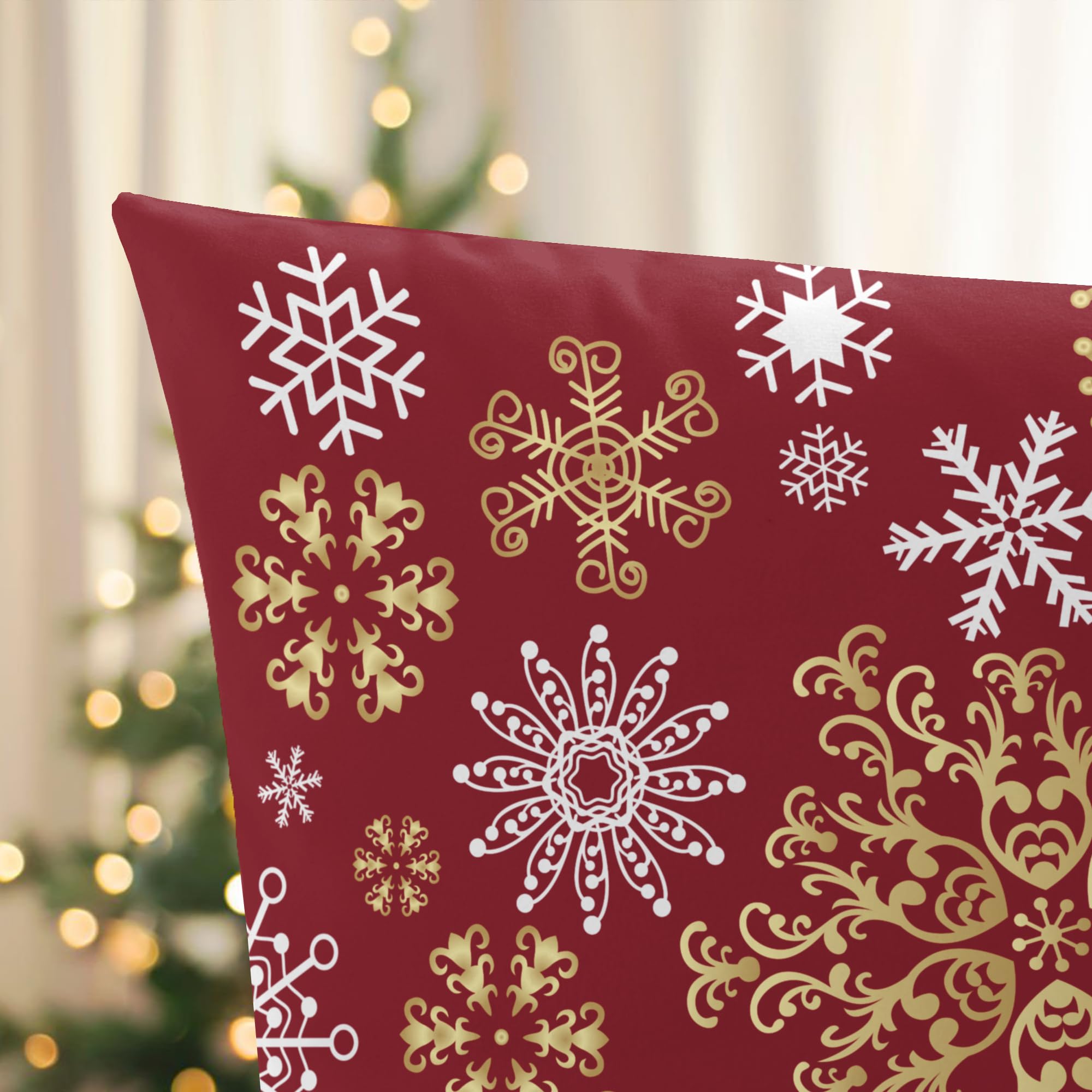 CaliTime Federe Cuscino Pile Invernali | 50x50 Cm | Fiocchi Di Neve Blu | Confezione 2 Pezzi