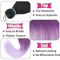 Vista 3 de Unionbeauty - Extensiones de cabello sintético para trenzar de 26 pulgadas, color negro a morado, ombré, 2 paquetes de trenzas preestiradas