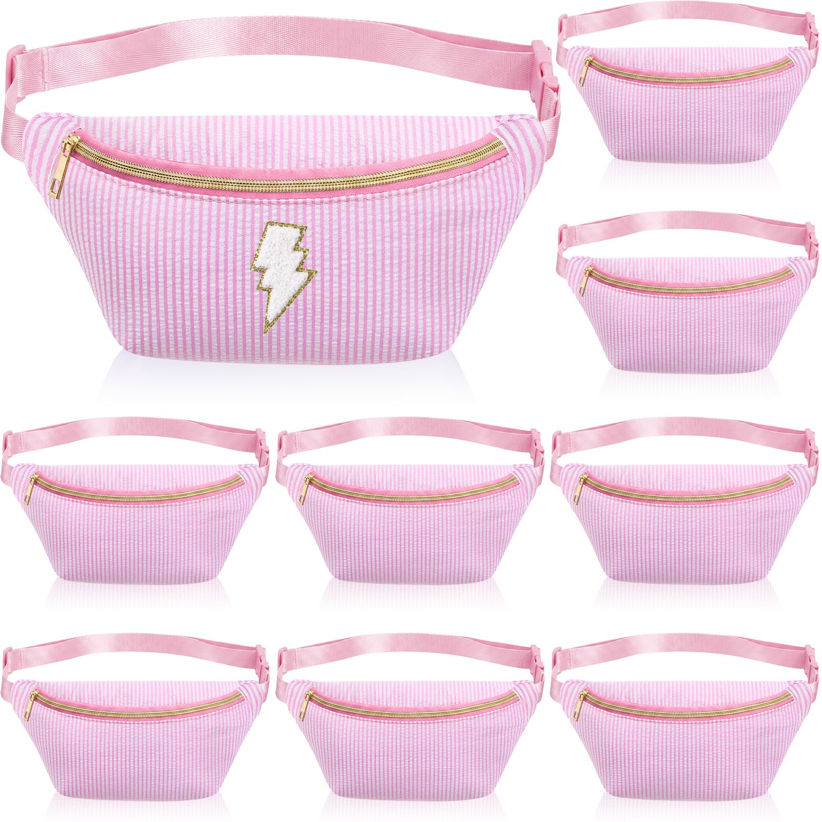 Amylove 9 Stück Bauchtaschen Nylon Hüfttasche Reißverschluss Reise Lauftasche mit verstellbarem Gurt für Damen Herren (Nylon, Rosa)