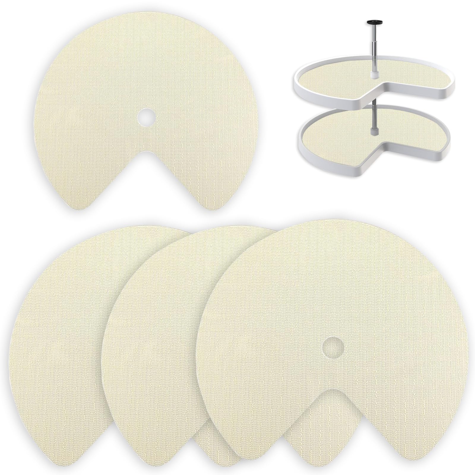 Fallingstar Khaki Lazy Susan Shelf Liner Circle Kitchen Shelf Liner For Lazy Susan Non Adhesive Kitchen Cabinet Liner Non Skid Fridge Mat For Kitchen Shelf Corner Drawer Refrigerator Pantry Cupboard, (2, 31 Inch)