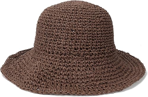 Miniatura 10 de Sombrero de paja para mujer, plegable, plegable, de ala ancha, para verano, playa, sombrero de ganchillo