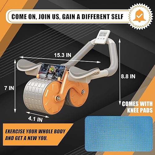 Miniatura 6 de Rodillo abdominal con soporte para codo, rueda abdominal de rebote automático con soporte para codo, rodillo de rueda abdominal para entrenamiento