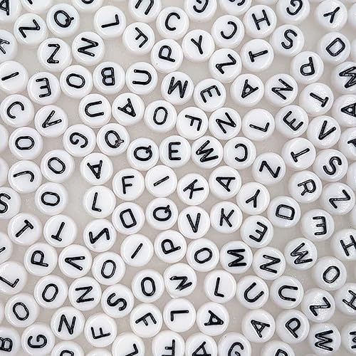 Miniatura 5 de 800 cuentas redondas blancas de letras del alfabeto acrílico de 4x7mm de la A a la Z, formas mixtas de plástico, cuentas sueltas a granel para