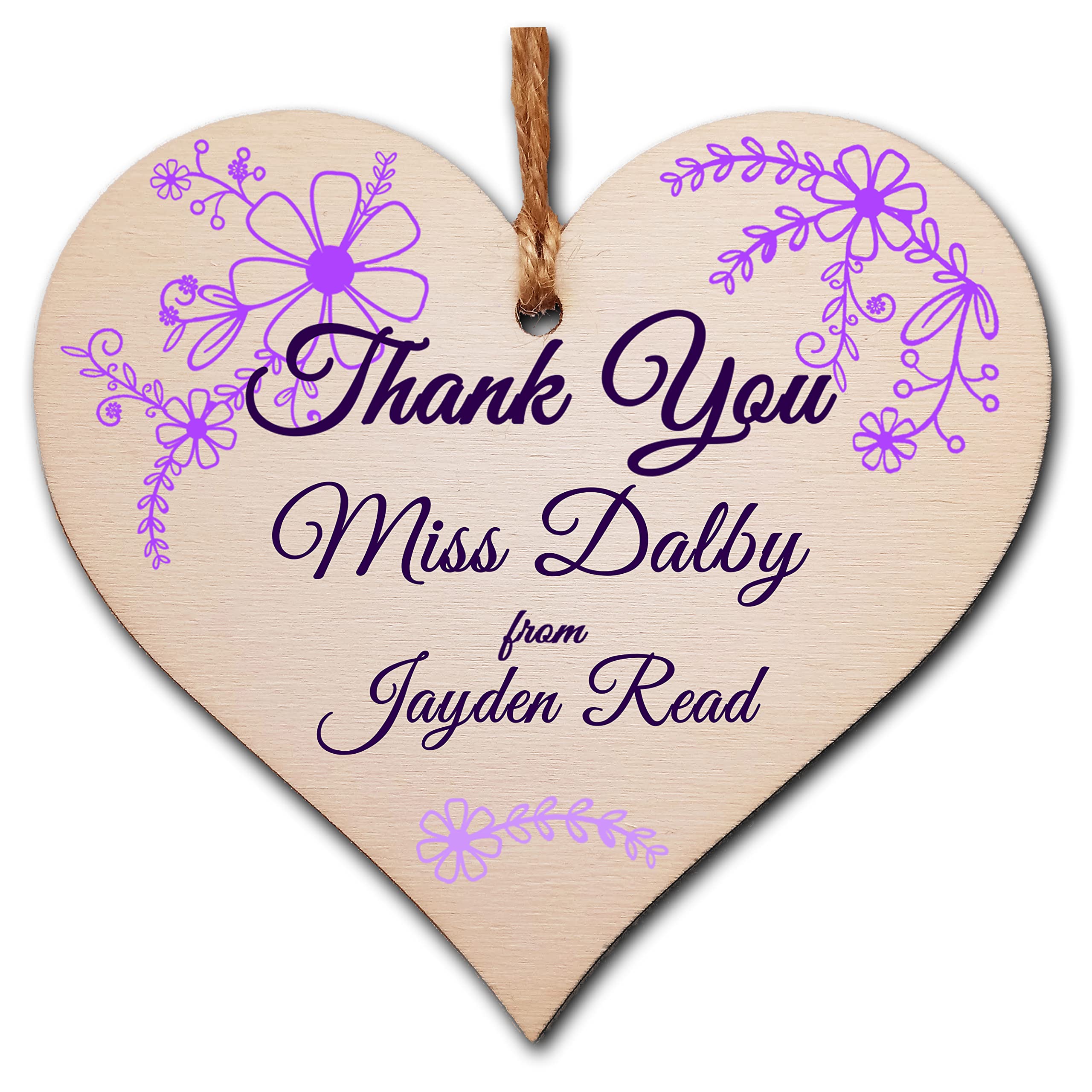 Gift In Can Personalised Handmade Wooden Hanging Heart Plaque Gift For An Amazing Teacher Thank You Keepsake