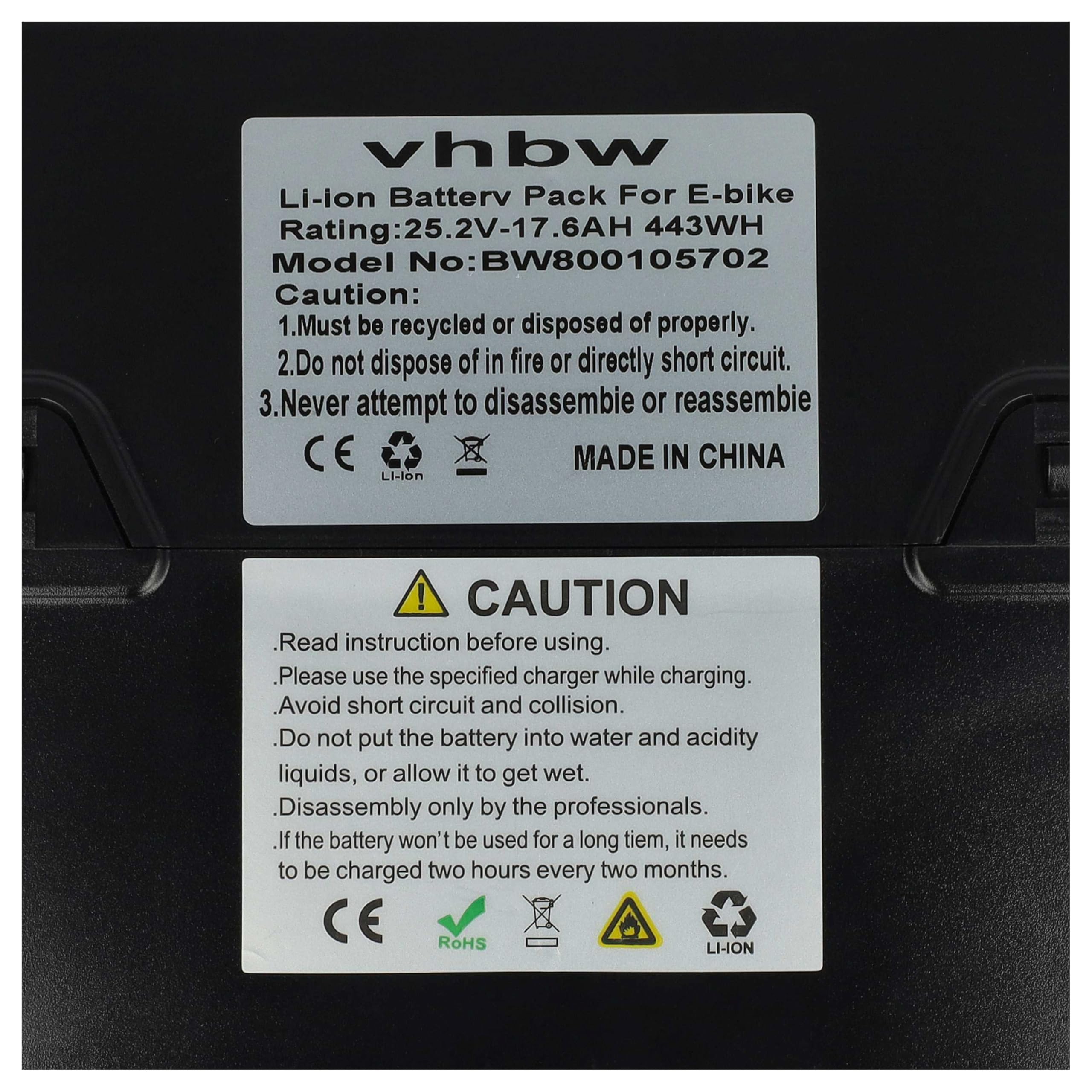 vhbw Batterie Compatible avec Kettler Obra Hybritec, Center LCD Plus NX8, Sport vélo électrique (17,6Ah, 25,2V, Li-ION) - Noir