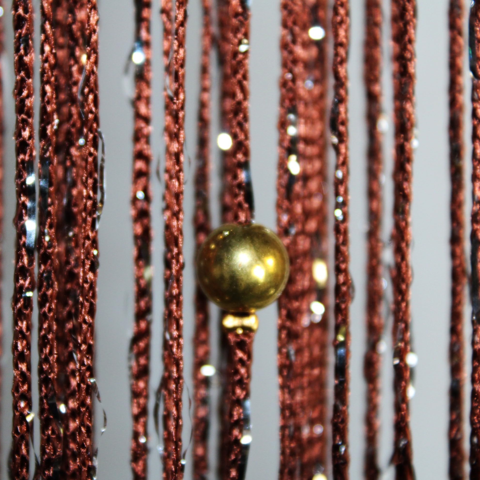 Rideau de perles à suspendre - Séparateur de pièce - Style hippie - Panneau à franges pailletées - Pour placard, fenêtre, porte, porte - Café - 100 x 200 cm