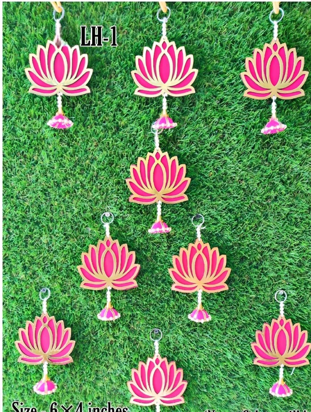 Handmade Wall Decor Lotus (10 Pcs) with jhumki Style Hanging for Home Decor,Diwali Decor,Wedding and All Festival Decor | Lotus Hangings for Home Decoration