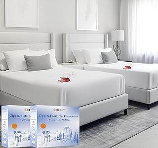 2-Pack Zippered Queen Mattress Encasement - Waterproof, All Six Sided, Fits Queen Size Mattress Cooling Cover, Premium Quality, Noiseless & Absorbent Cover