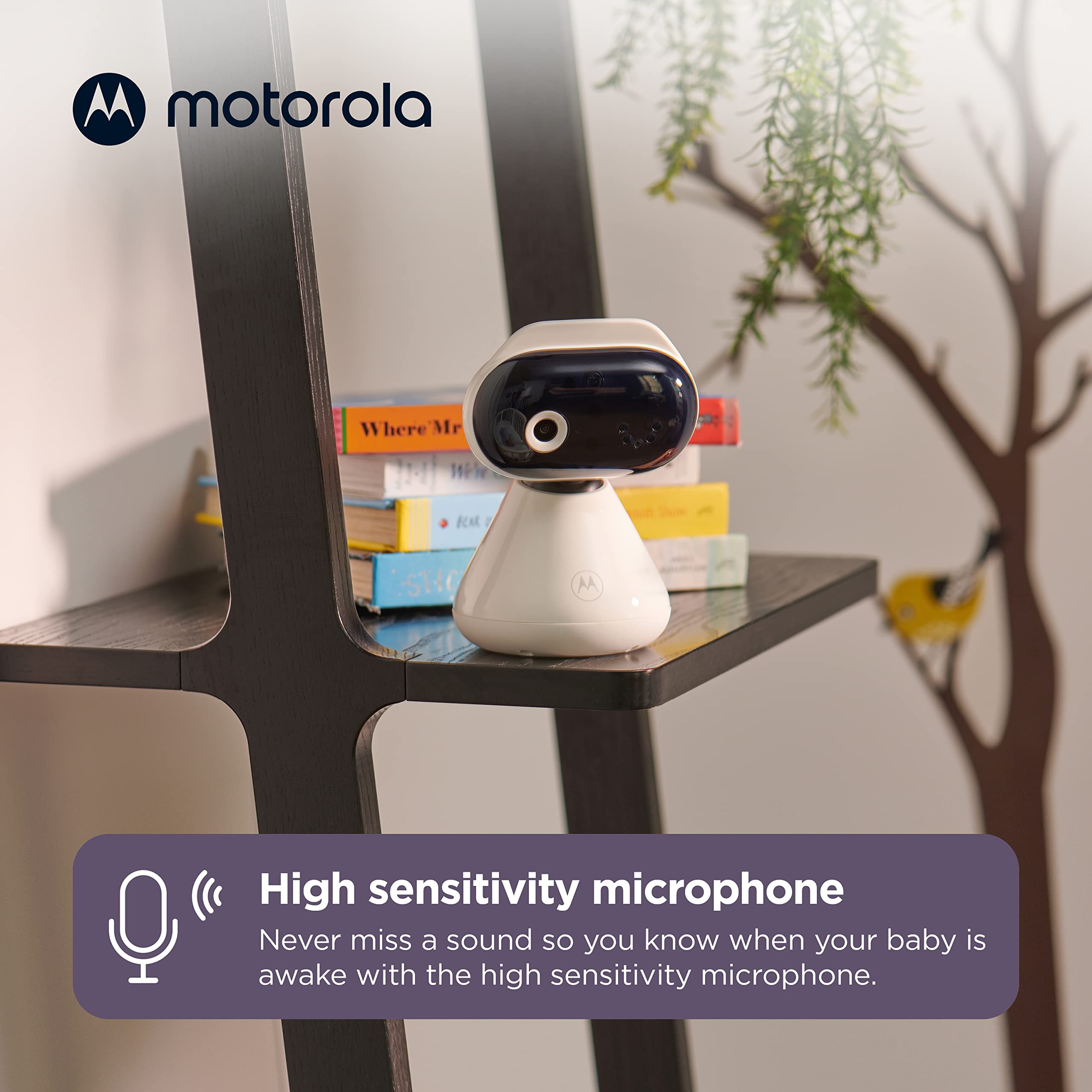 Motorola Nursery PIP1000 Babyfoon Met Camera - Baby Camera Met App Besturing Baby Monitor Nachtvisie Digitale Zoom Slaapliedjes En Twee Weg Communicatie Wandmontage Wit