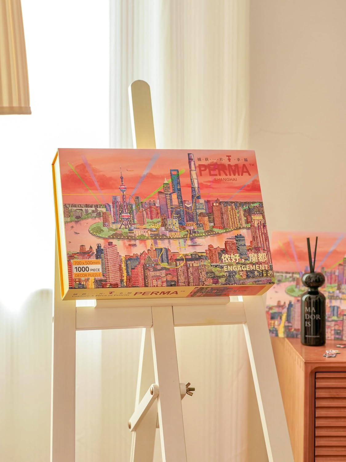 PERMA Jigsaw Puzzle 1000 Pieces – Hello The Magic City Shanghai Puzzle for Adults, 27.56" x 19.69", Travel-Inspired Cityscape Puzzle, Premium Dutch Chipboard, Giftable Wall Art