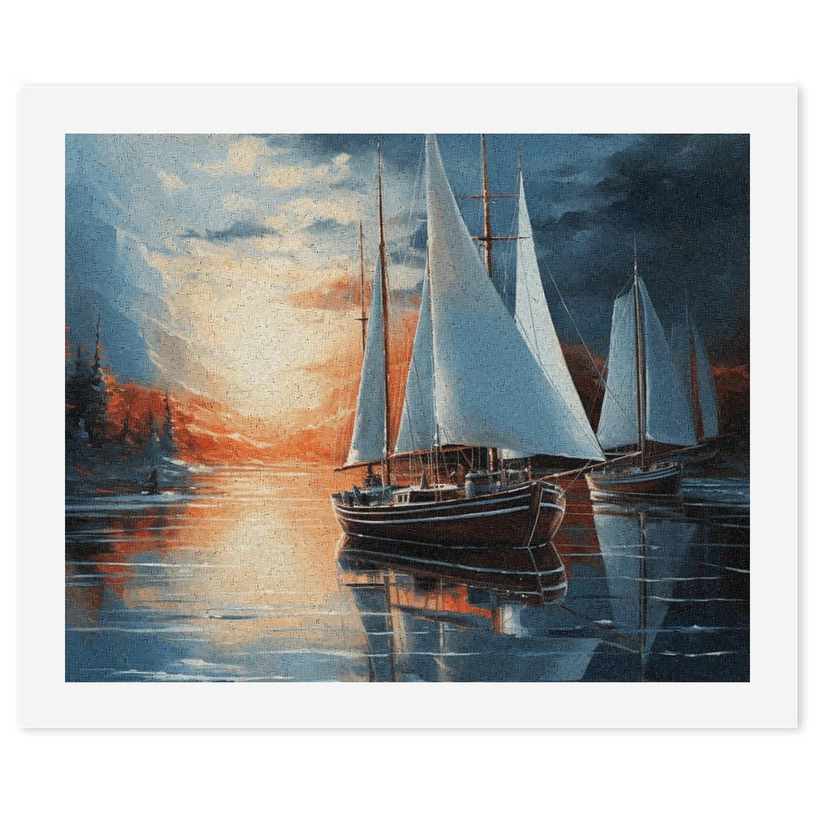RTBKLYQ Kit di pittura con i numeri per adulti principianti vela paesaggio fai da te digitale pittura a olio tela per kit di pittura regalo decorazione domestica