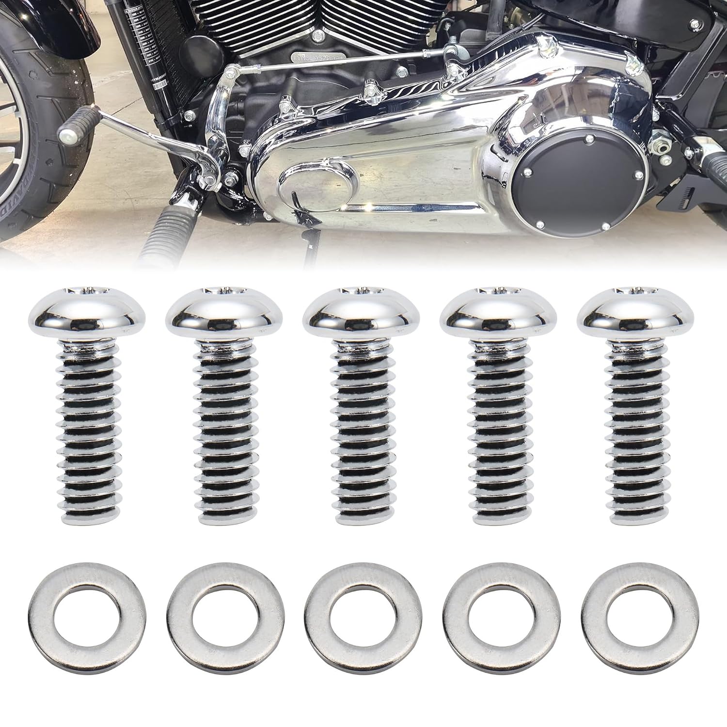 Derby Cover Hardware Bolt Kit for 2008-Up Touring and Trike & 2006-2017 Dyna, 2008-2018 Softail (Except Sport Glide) Models,Black