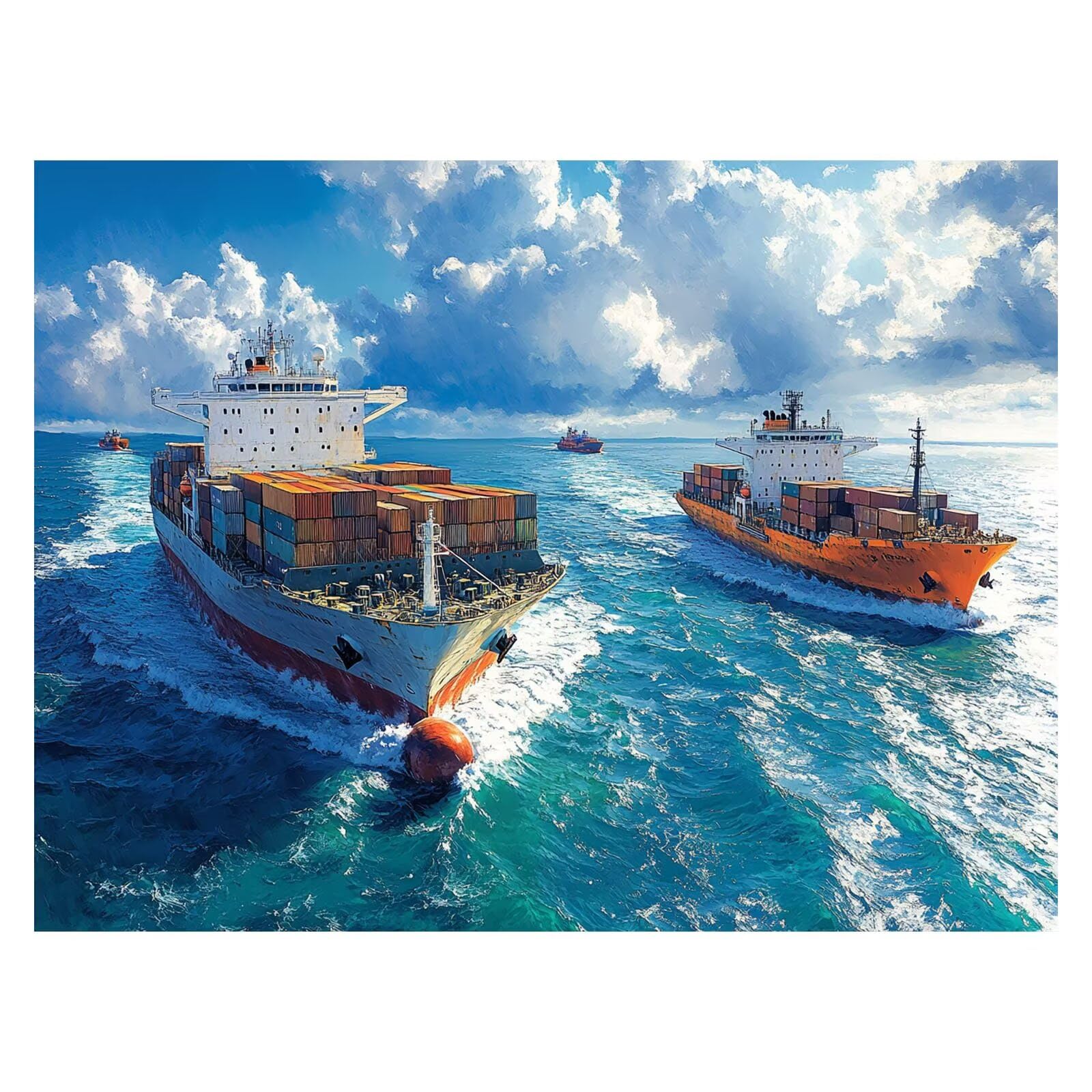 Malen Nach Zahlen Erwachsene Containerschiff Leinwand 70x95cm ZSHS-1994 | Diy Set Erwachsene mit Acrylfarben Set Pinselset Farbenfrohe Leinwand Meer für Deko Wohnzimmer Geschenke für Frauen