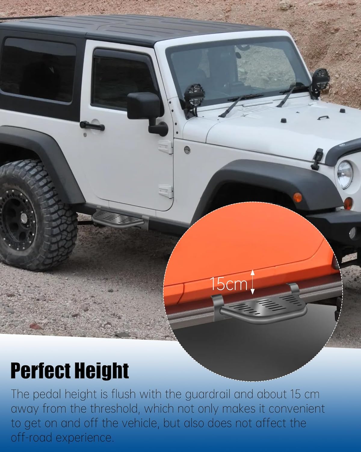 2 Pcs Rock Rails Side Steps Running Boards Fit for 2018-2026 Jeep Wrangler 2 Door & 2020-2026 Gladiator 2 Door with OEM Rock Rails