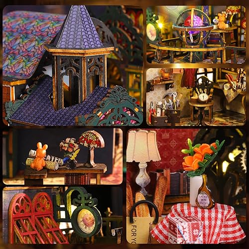 Miniatura 5 de Kit de casa en miniatura, kit en miniatura con tren de vapor, kit de casa de muñecas para adultos y adolescentes, kit de construcción de mini casa