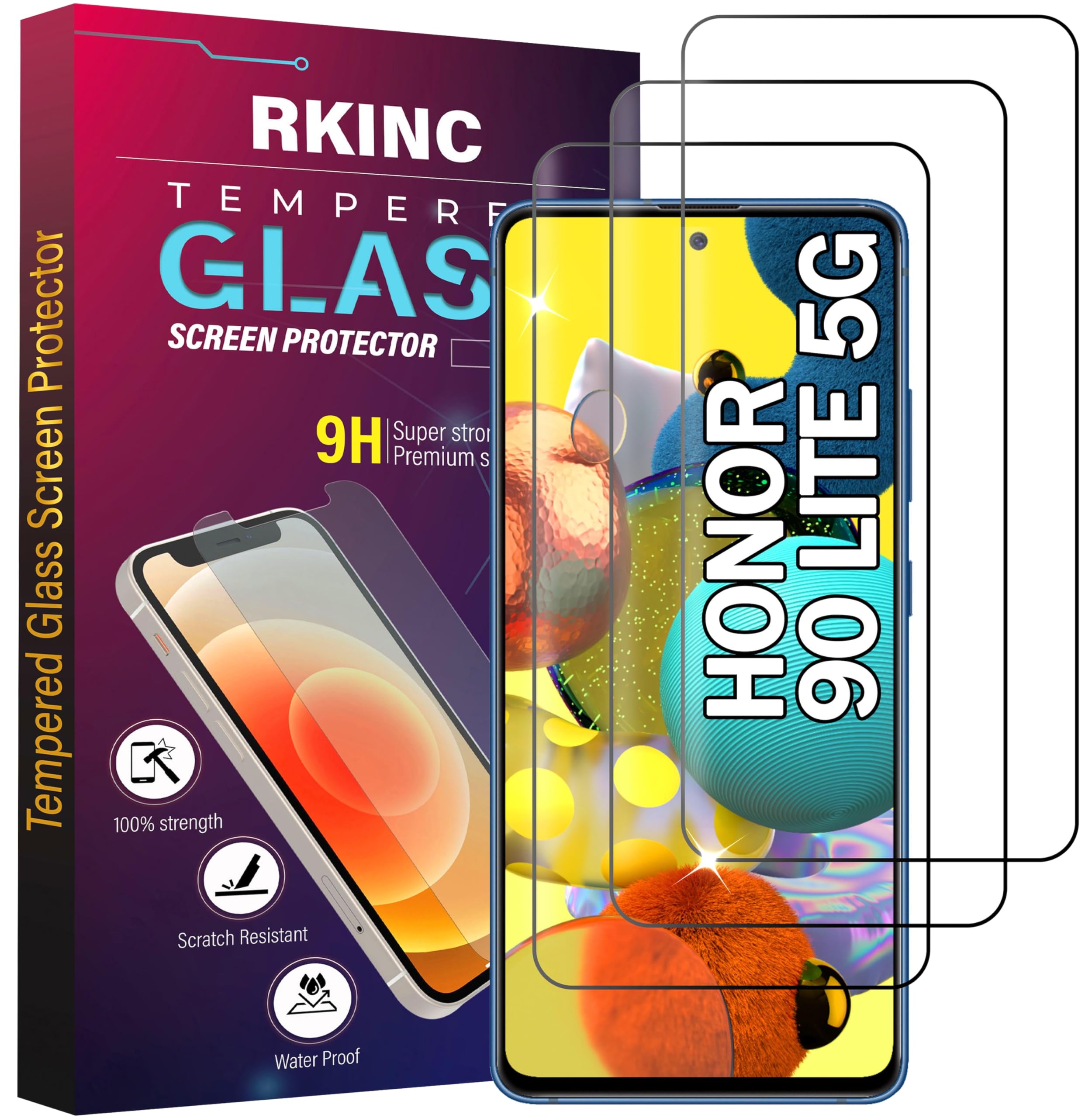 Coiwxmoi Vetro Temperato per Honor 90 Lite 5G Pellicola Protettiva 2 Pezzi Durezza 9H Anti-Graffio Anti-impronte Ultra HD Trasparente Senza Bolle Vetrino Protezione Schermo