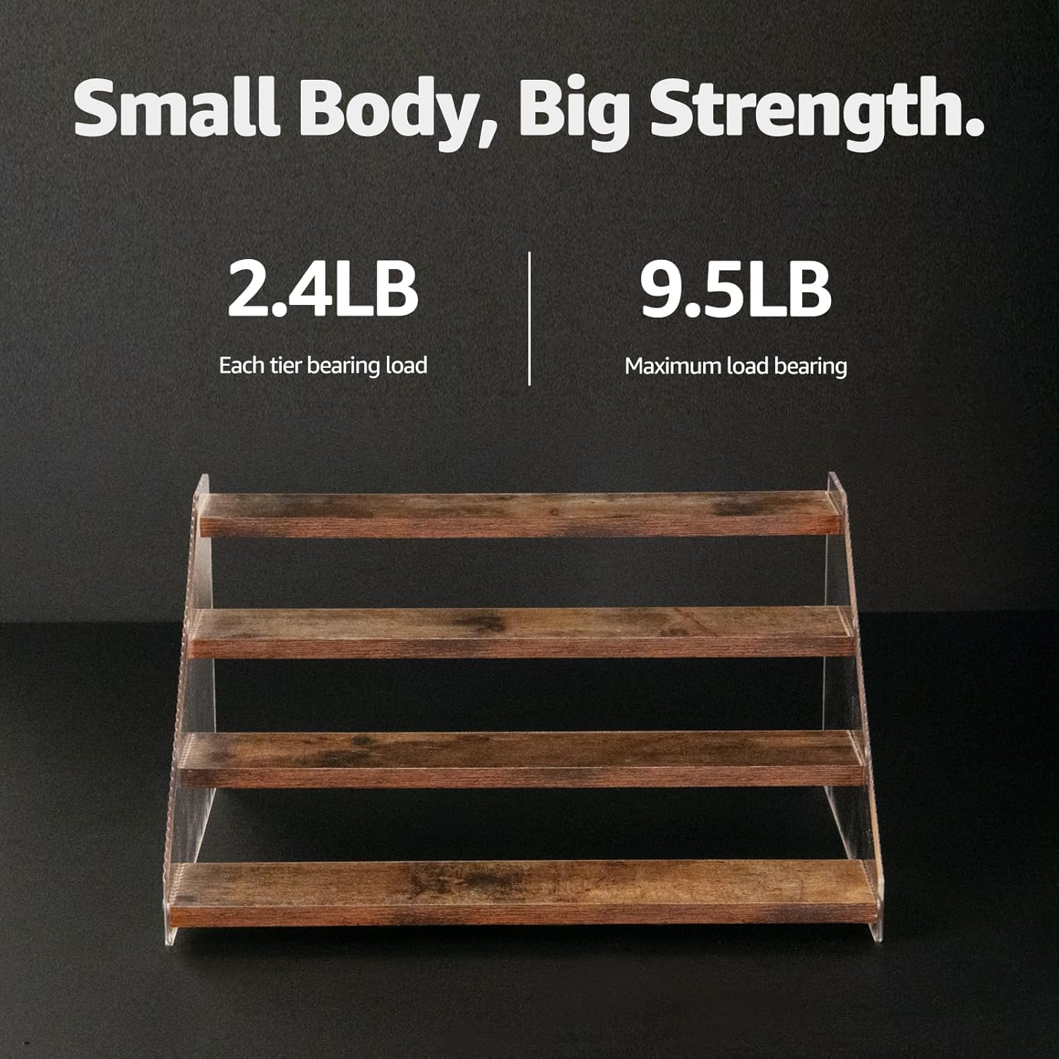 nianfeng 階層スパイスラック 4段スパイスパントリー キッチンキャビネットオーガナイザー 12インチ 天然木アクリル階段ライ