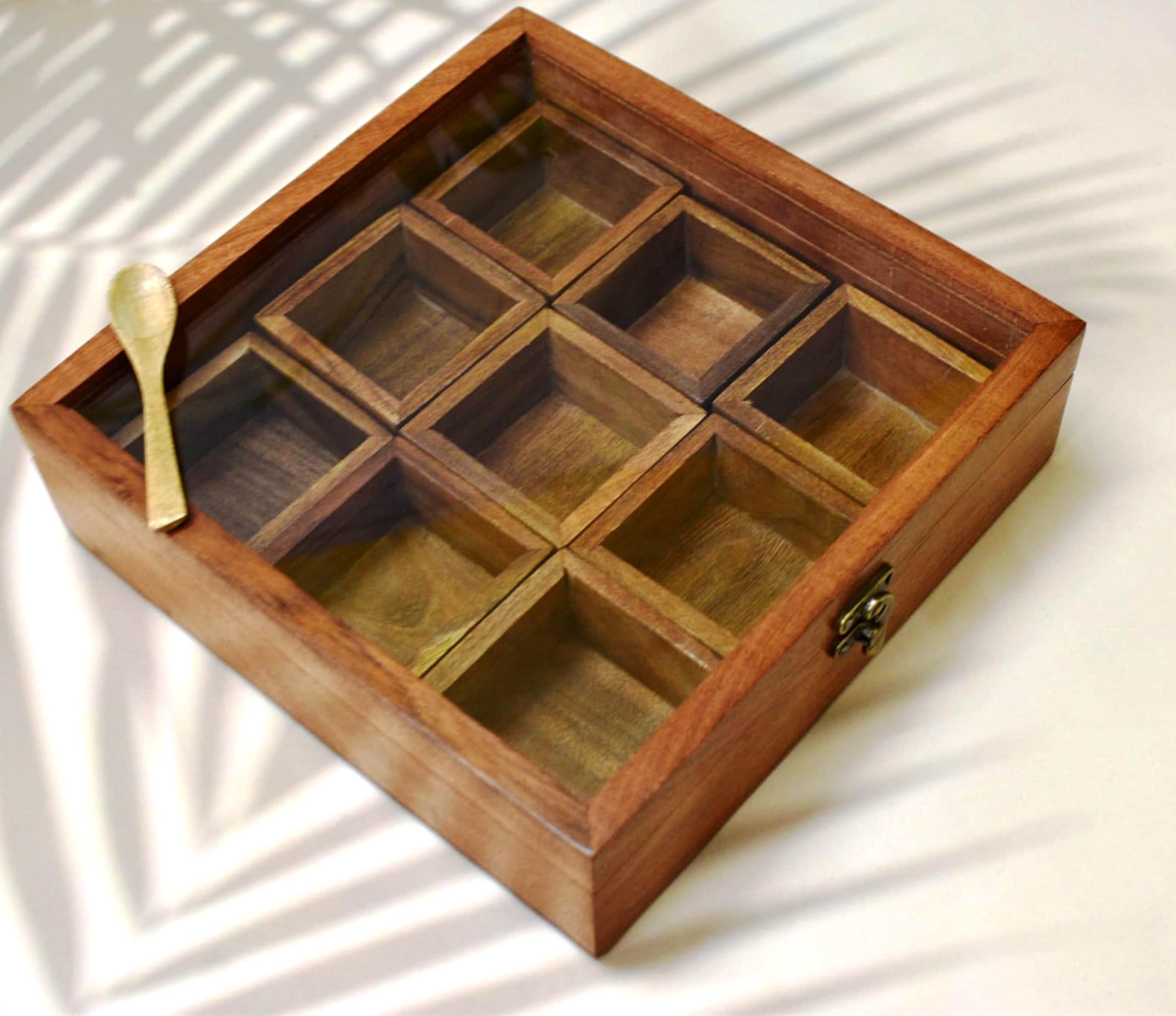 RVS kruidenbox met deksel (met 7 potjes en dekseltjes) - Koper Specialist
