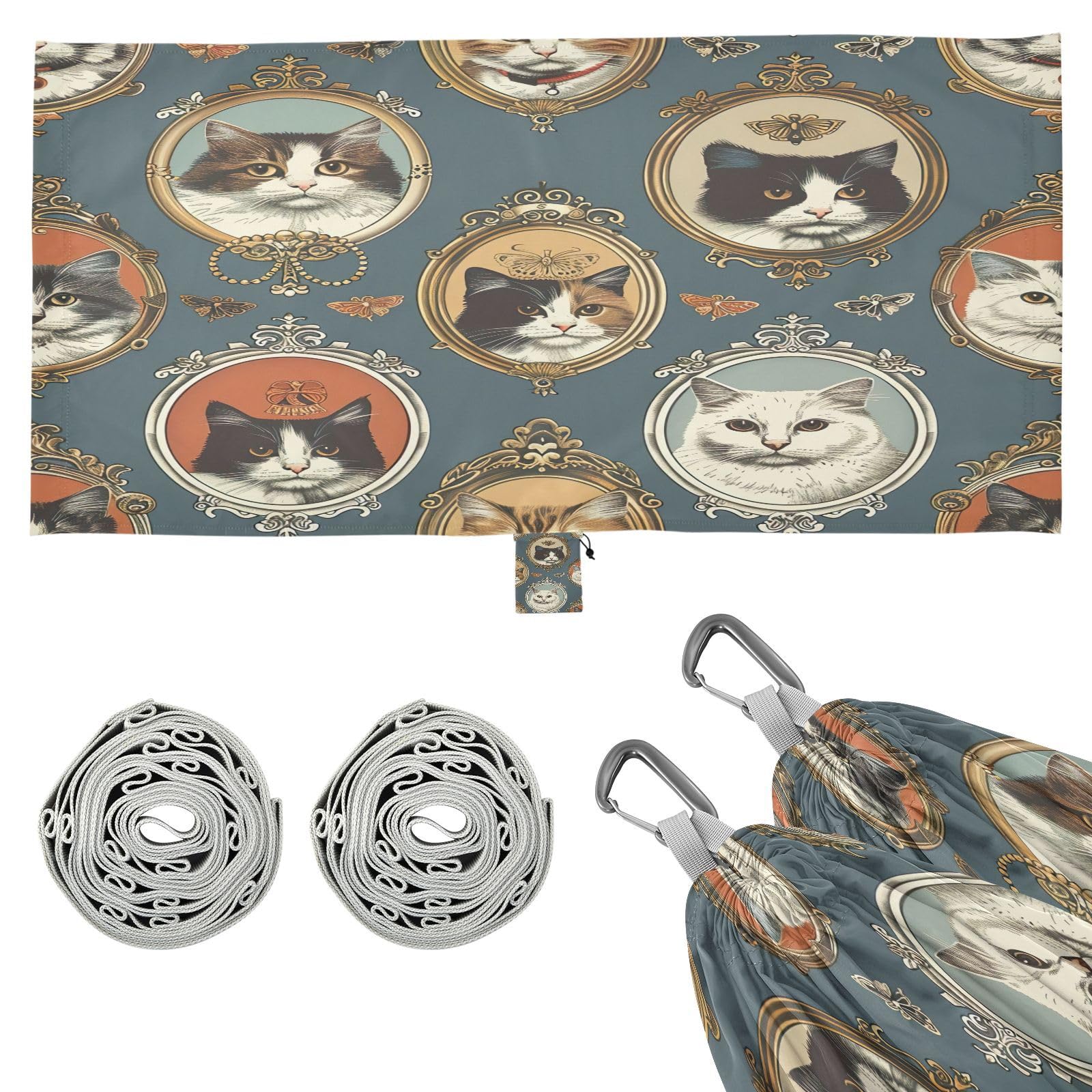 ATTX Cute Cats Camping Hammock - Lightweight & Portable Hammocks, Heavy Duty 330lbs Capacity for Indoor, Hiking, Backpacking, Travel, Backyard, Beach#514