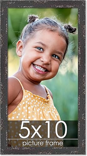 Poster Palooza Marco de fotos de madera negra Shabby ChicFarmhouse de 5 x 10 pulgadas, acrílico UV, respaldo de tablero de espuma y accesorios para