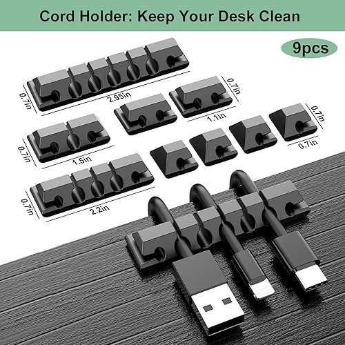 Miniatura 4 de OneLeaf Kit de organización de cables de 183 piezas, organizadores de cables multifunción para cables, organizador de cables para escritorio,