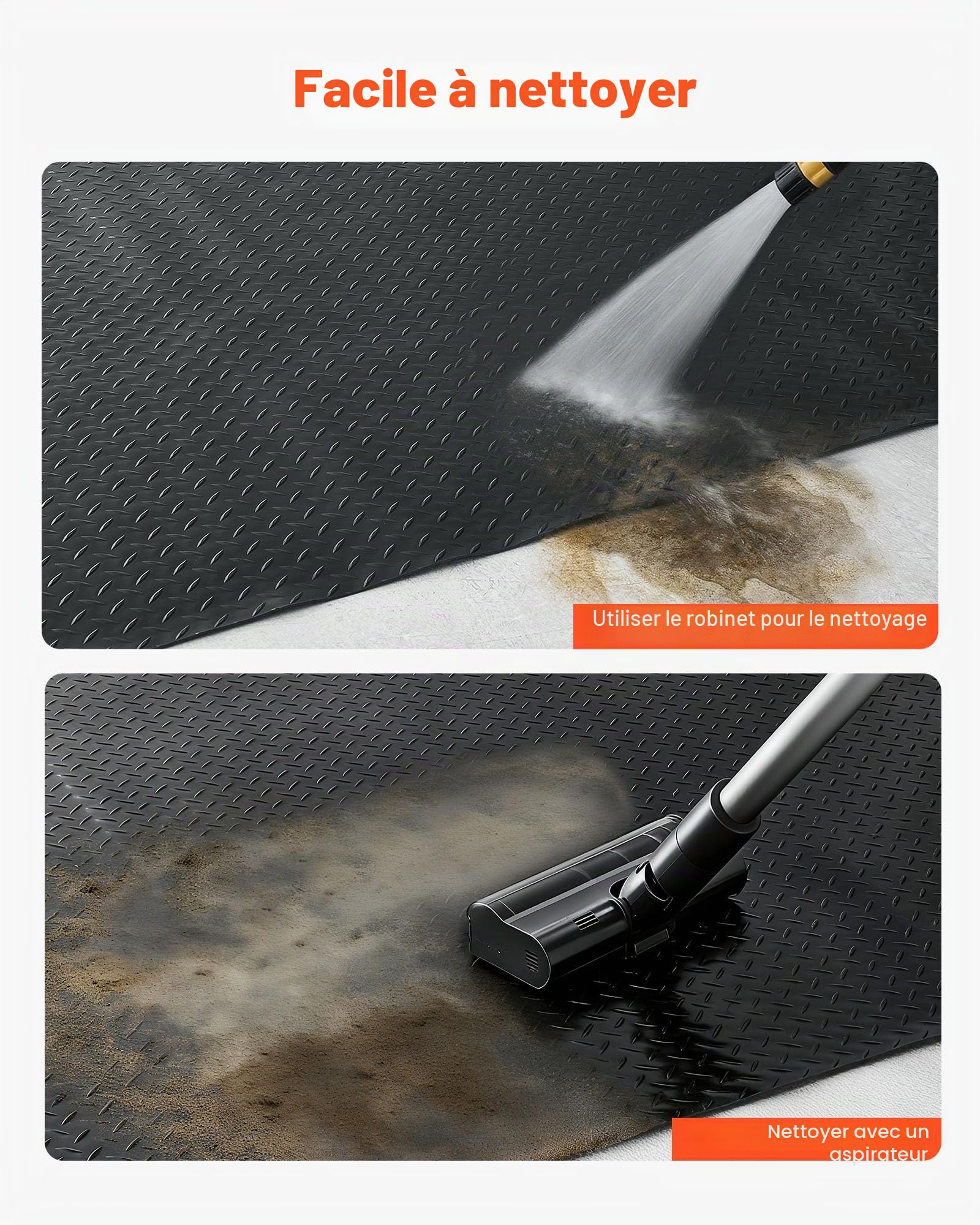 VEVOR Tapis Sol Garage 1,2 x 3,05 m Rouleau Revêtement de Sol Garage en PVC Antidérapant Épaisseur à Motif 2,2 mm avec Ruban Adhésif Double Face pour Garages Ateliers Entrepôts Salles de Sport, Noir